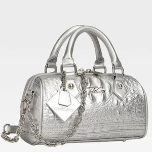 Tote & Carry Silver Crocodile Animal Print Top Handle Bag